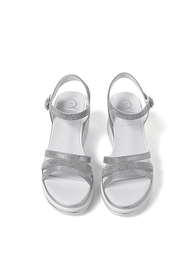 Sandali Con Zeppa Queen Helena - Eleganti E Comodi Con Plateau 8 Cm, In Ecopelle - Foto 8