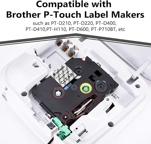 Miniatura 2 de Cinta Tz de 0.472 in 0.47 transparente laminada TZe-131 compatible con Brother P Touch cinta de etiquetas transparente TZ131 para Brother P-Touch