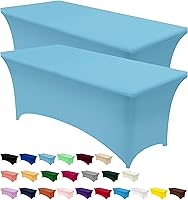 Vista 30 de Utopia Kitchen Mantel de spandex de 4 pies [1 unidad, blanco] 200 GSM elástico, ajustado, lavable y resistente a las arrugas, cubierta rectangular