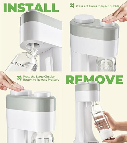 Miniatura 6 de Máquina para hacer agua gasificada, máquina para hacer refrescos rápidamente para crear refrescos, incluye 2 botellas de carbonatación sin BPA de 1