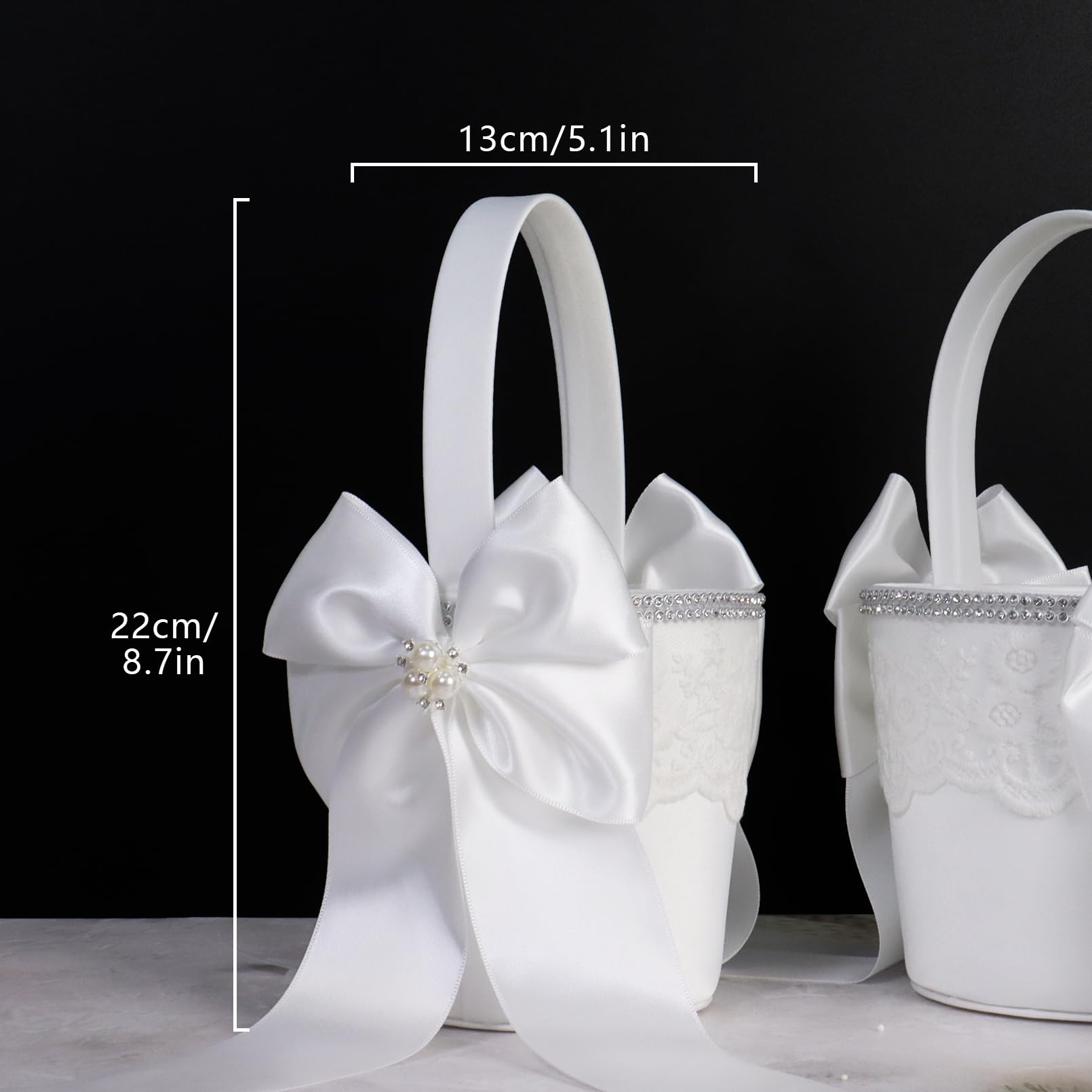 2 Stück Blumenmädchen Korb Blumenkorb Hochzeit, Blumenstreukörbchen Hochzeit Weiß