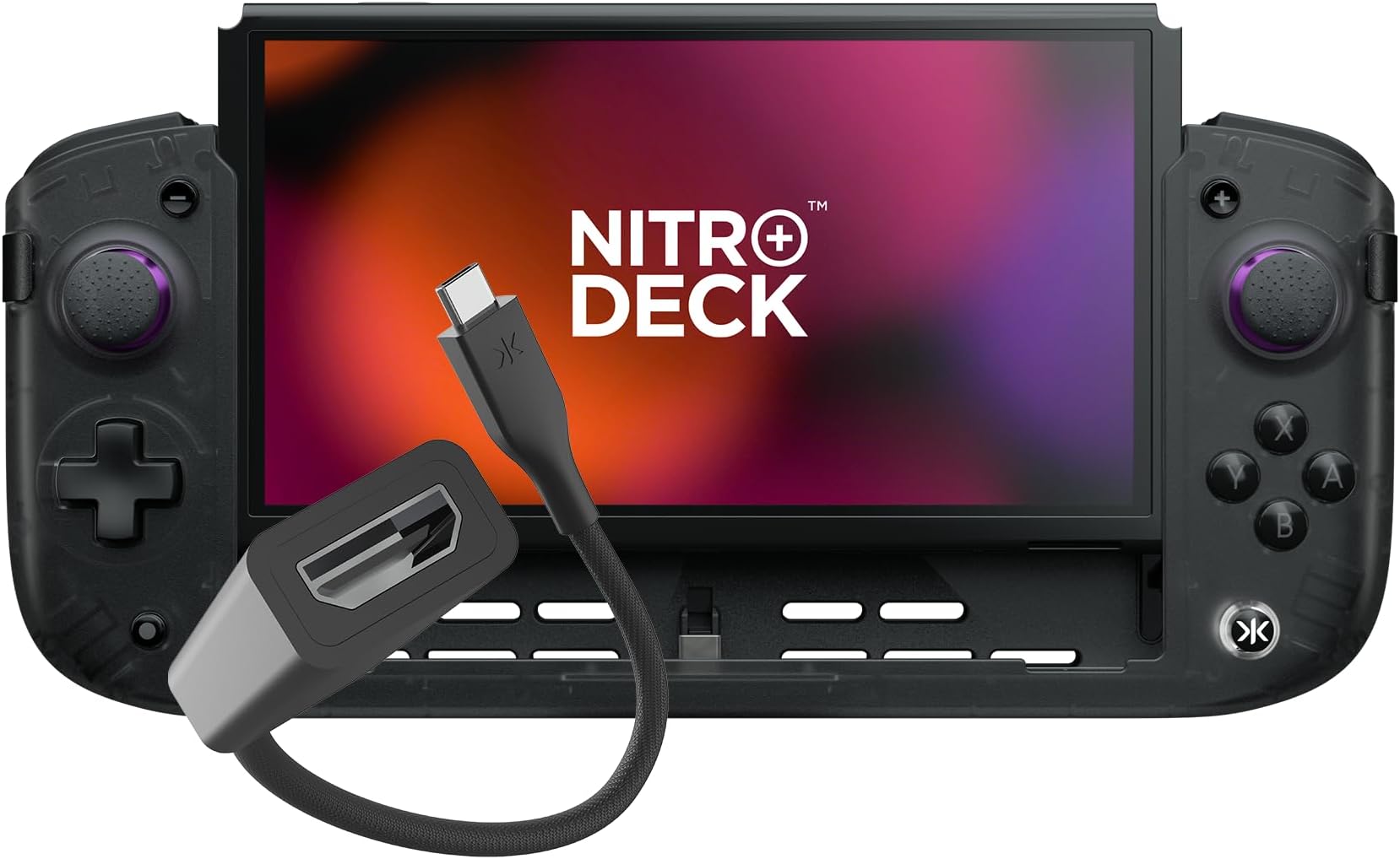 CRKD Nitro Deck+ with HDMI Adapter - Handheld Pro Controller for Nintendo Switch & OLED Model - TV Dockable - Programmable Sidekicks & Back Buttons - TruCollection System (Clear Black)