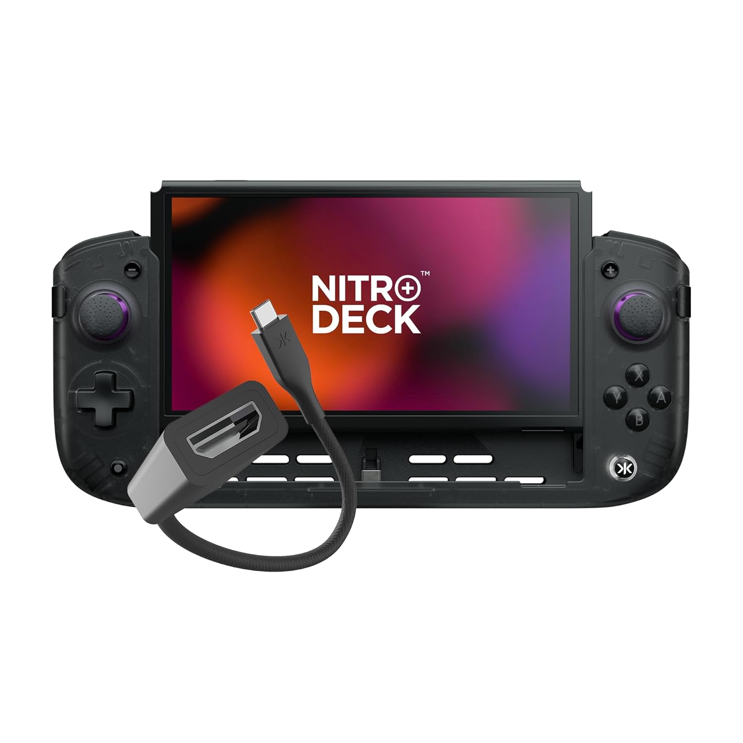 Product image of CRKD Nitro Deck+ with HDMI Adapter - Handheld Pro Controller for Nintendo Switch & OLED Model - TV Dockable - Programmable Sidekicks & Back Buttons - True Collection System (Clear Black Edition)