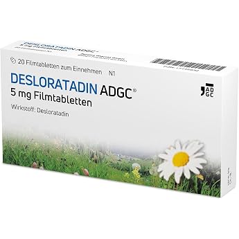 Desloratadin-ADGC 5 mg   Pack of 20   Anti-Allergic Agent with Fast & Long-Lasting Effect for Allergies   Causes Hardly Fatigue   Relieves Itching & Wheatling in Urticaria   from 12 Years