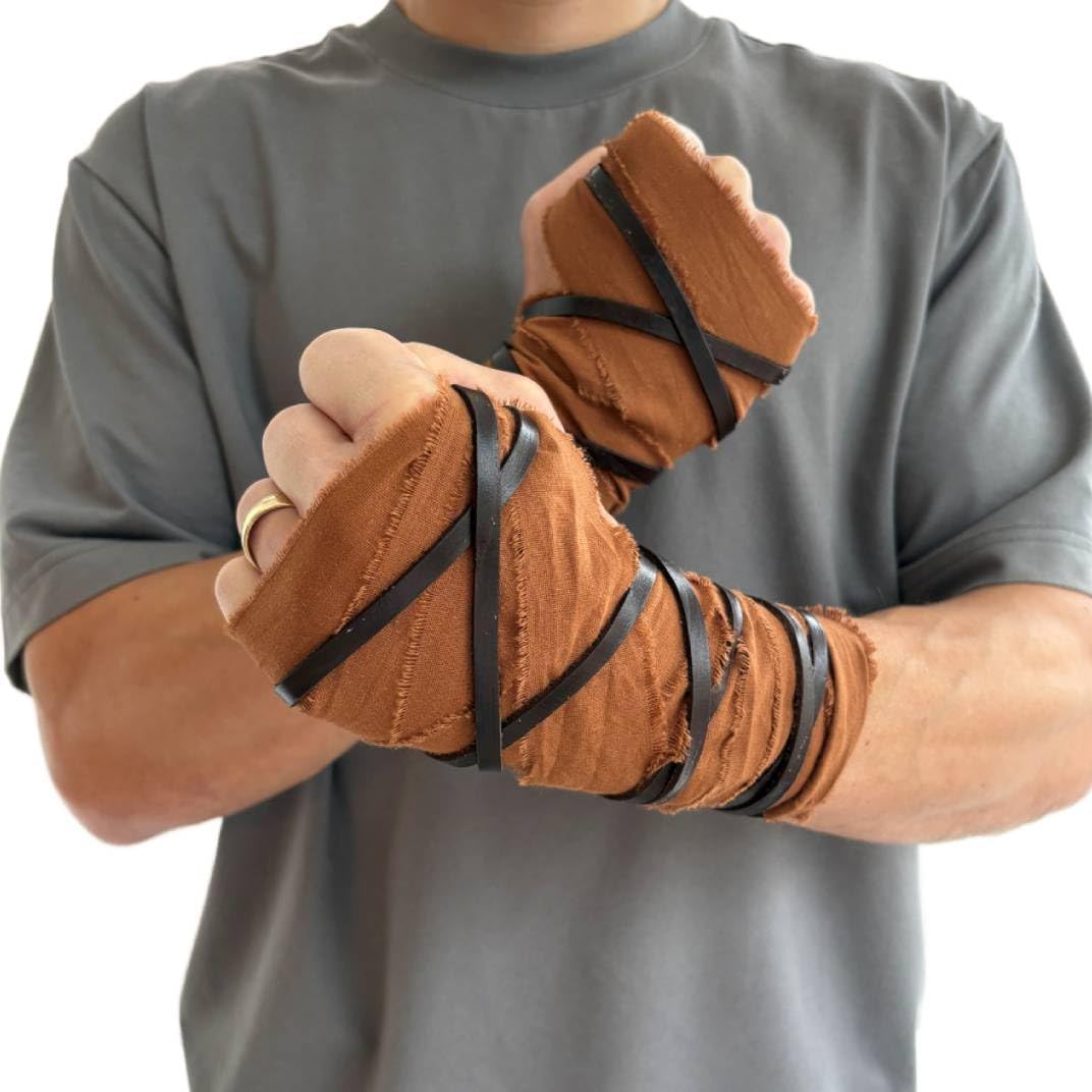 Medieval Battle Wraps Lace-Up Hand & Arm Wraps Gloves Ren Faire Cosplay LARP Costumes Adjustable Cotton Warrior Bracers