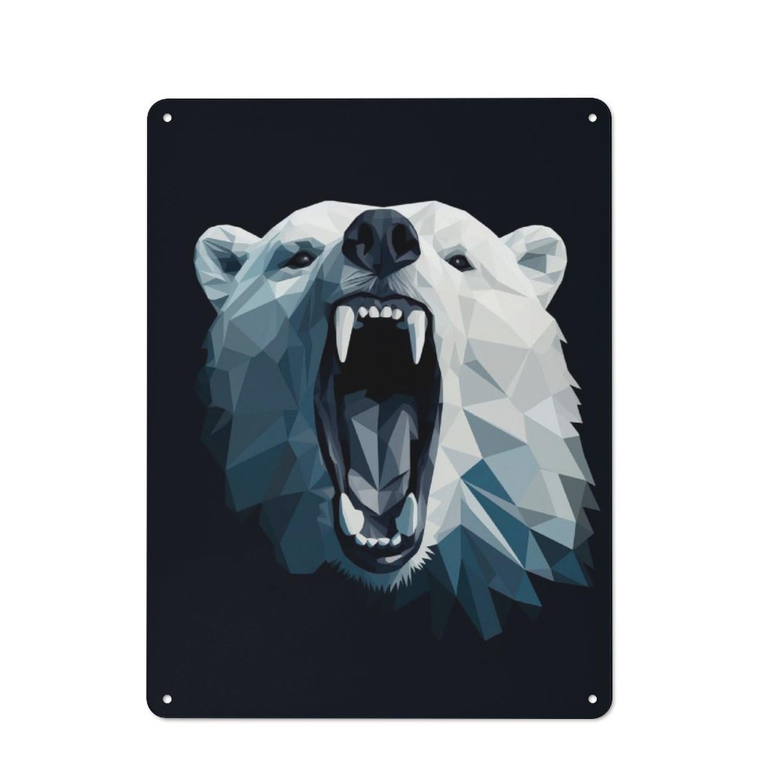 Junmoney Geometric Style Polar Bear Vintage-Inspired Tin Sign 40X30cm For Garage Or Workshop, For Garage, Workshop And Man Cave Decoration