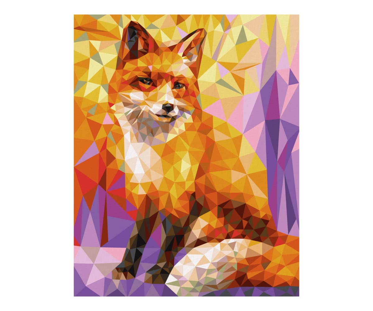 Schipper 609130863 Peinture par numéros – Polygone Art Renard – Tableaux de peinture pour adultes avec pinceaux et peintures acryliques 40 x 50 cm