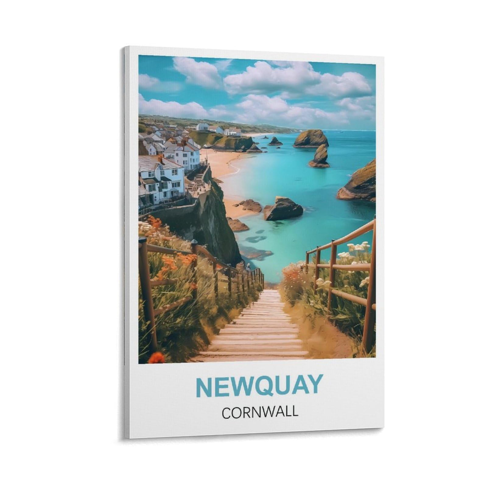 CYYHGEE Newquay Cornwall Vintage Travel Poster 08x12inch(20x30cm) Canvas Poster Wall Art Living Room Home Decor
