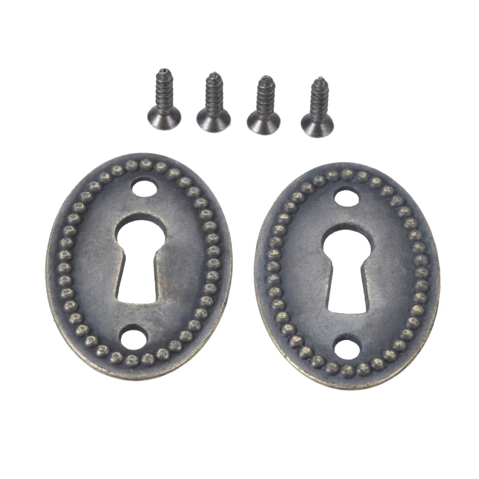 Usohjz One Color 5Pcs Antique Bronze Color Oval Shape Keyhole Cover Carved Hollow Connectors Jewelry Findings Furniture Hardware