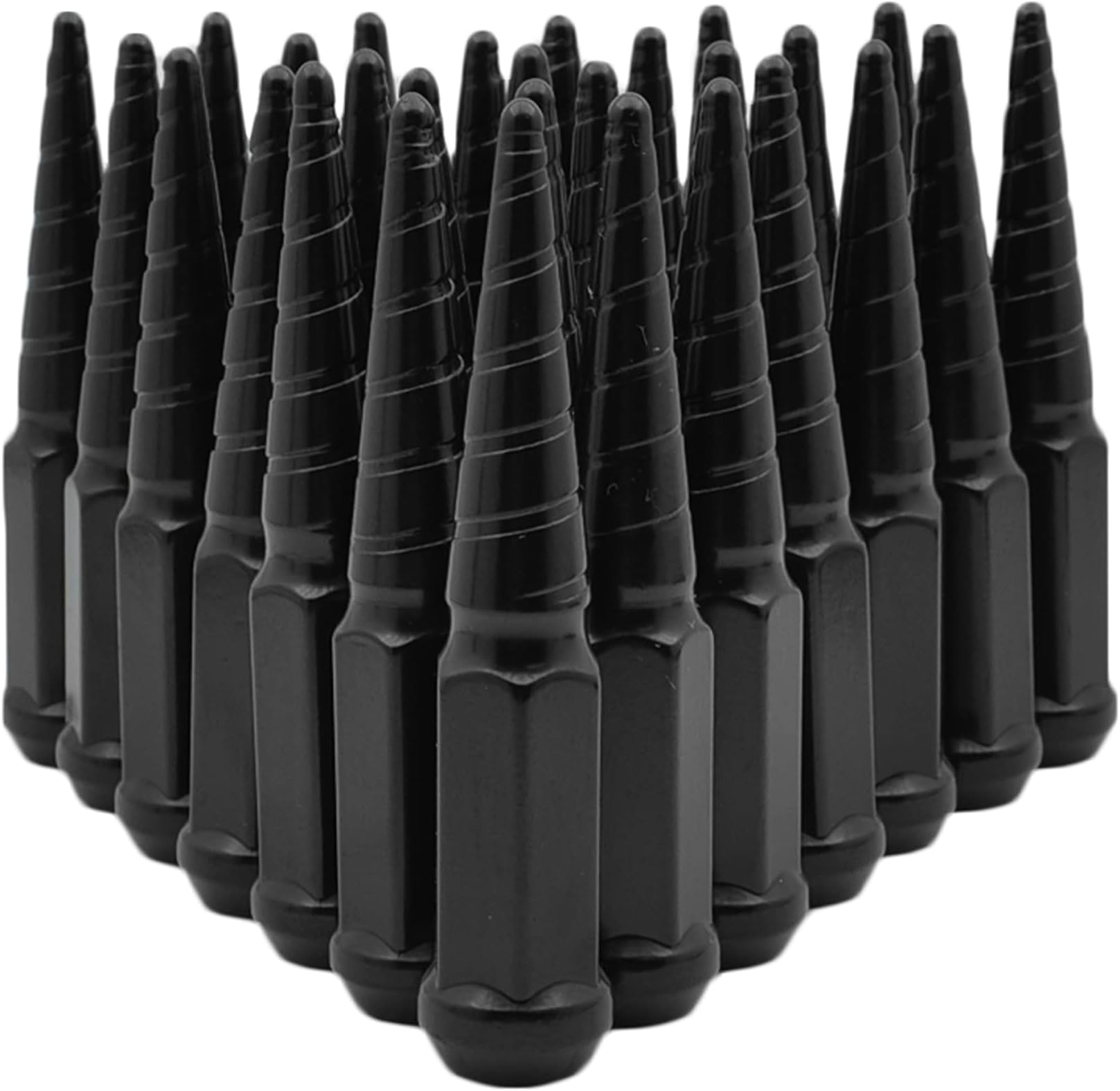 RdCobra91 32pc M14x1.5 Black Twisted Metal Spike Lug Nut 4.5" Tall Fits 1999-2016 GMC Sierra 2500 3500 HD All Models for Aftermarket Wheels