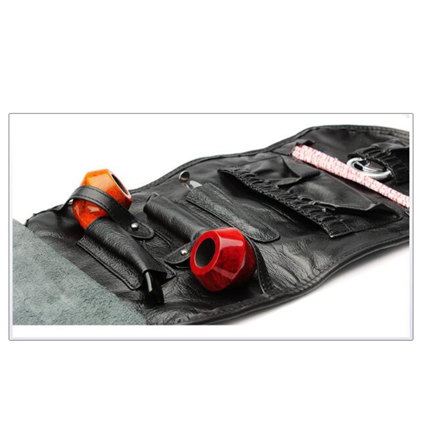 Custodia portatile per tubo arrotolabile nera resistente - Borsa per tabacco in pelle porta tabacco per 2 tubi per regali di Natale da uomo, regalo di compleanno