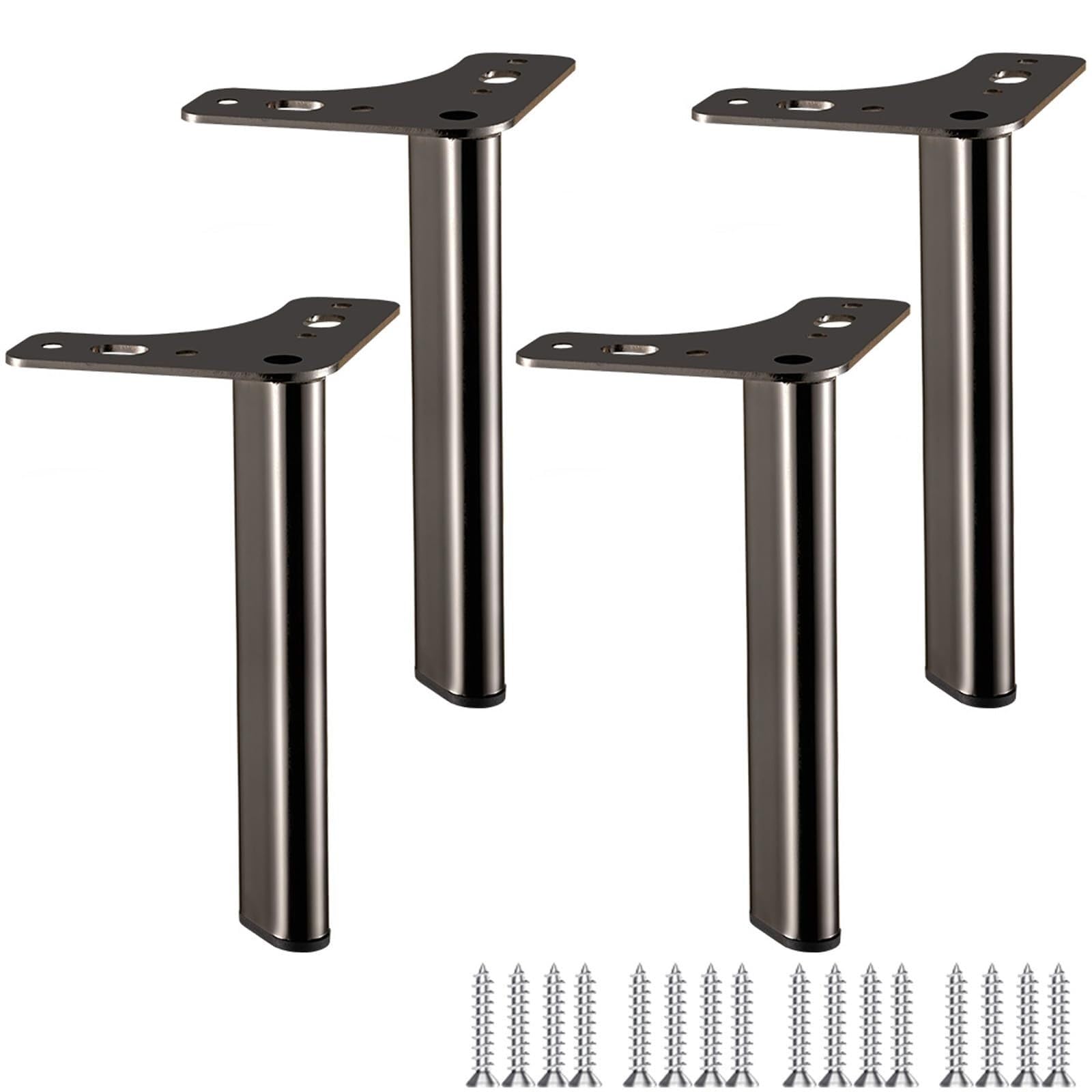 UYHBCNQD 4Pcs Furniture Legs Metal Replacement Legs Set Triangle Chair Leg DIY Table Leg Support Legs Steel Dresser Extenders Feet Parts(Glossy Black,12cm)