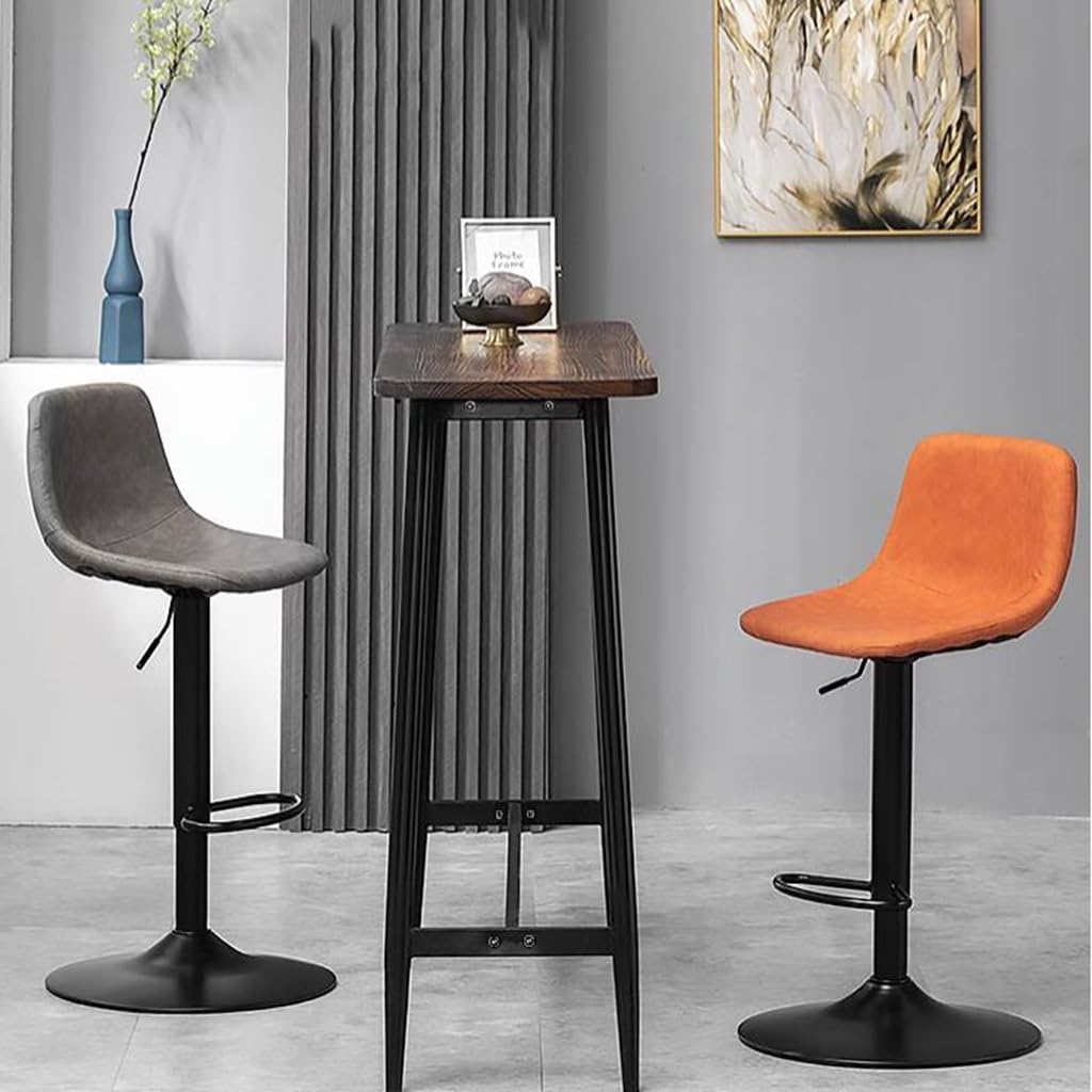 GIZNXBA Bar Stools Set of 2, PU Leather Counter Height Barstools with Back, Adjustable Swivel Bar Stools, Modern Armless Kitchen Island Stool, Upholstered Pub Stools with Footrest (Color : /Gray)