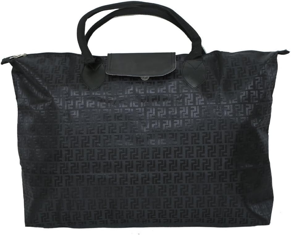 Kuber Industries Rexine Shoulder Tote Bag Sturdy Handle Foldable with Large Capacity | Spacious Tote Hand Bag with Zipper Clouser for Travel | Black