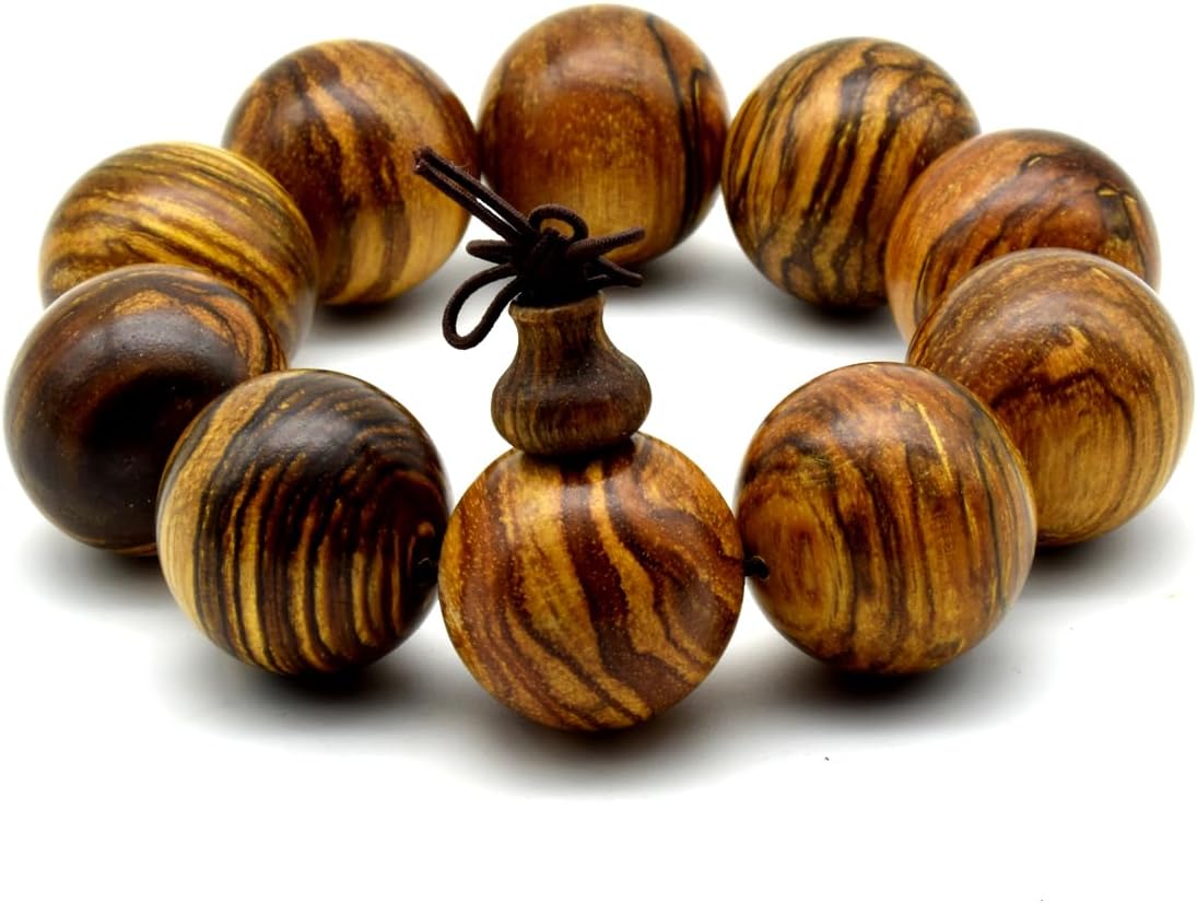 Zen Dear Unisex Natural Qinan Agarwood Prayer Beads Tibetan Buddhism Mala Bracelet Necklace Bead (25mm x 10 Beads) - Image 2
