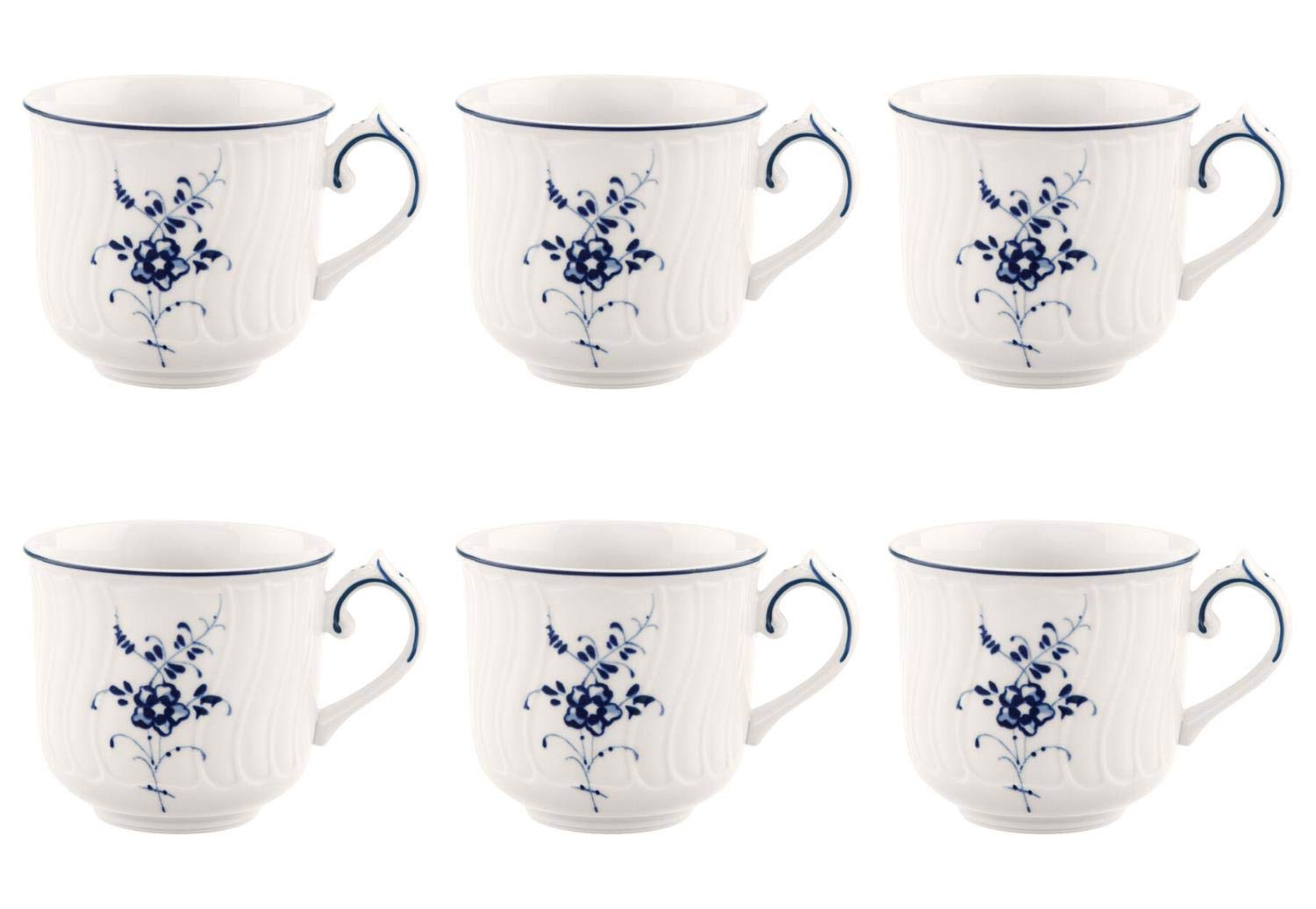 Villeroy & Boch Vieux Luxembourg 6er Set Espressotasse 100ml weiß blau Porzellan
