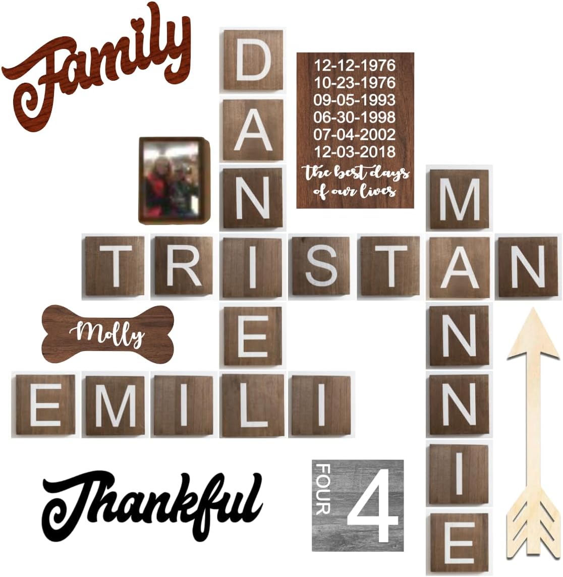 Large Square 6 X 6 Tiles, Huge Wooden Wall Ready to Hang Tiles, Wall Decor, Farmhouse Style, Square Letter Tile Pieces, Personalized Sign, Wooden Letters