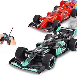 Carros de Fórmula 1 Controle Remoto Infantil com Luz e Solta Fumaça Cores Verde e Preto