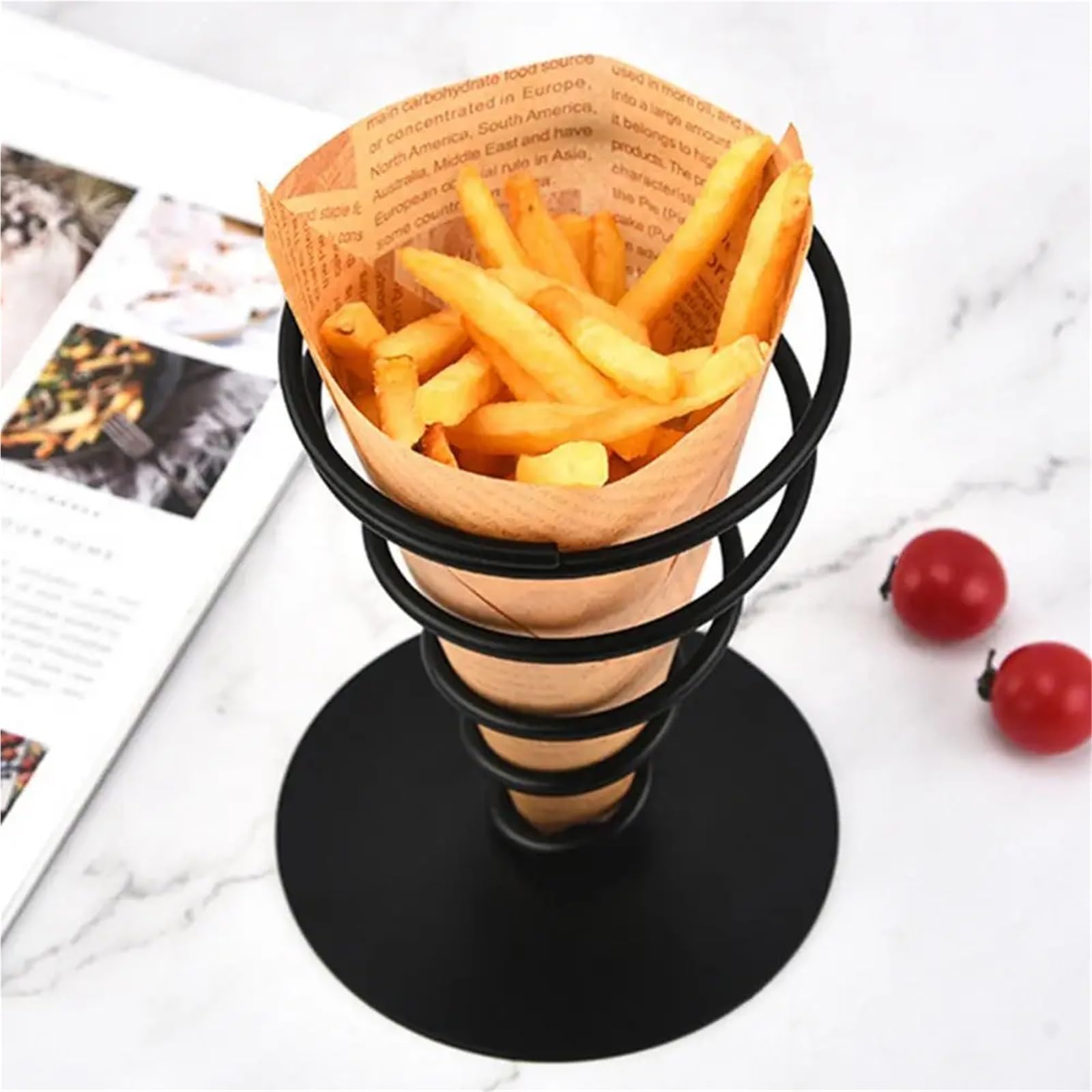 Supporto per Cono Gelato 2 Pezzi Buffet Cono Patatine Fritte Stand Gelato cremagliera Cono in Ferro battuto espositore Snack Patatine Fritte Patatine Fritte Stand Cono Cestino