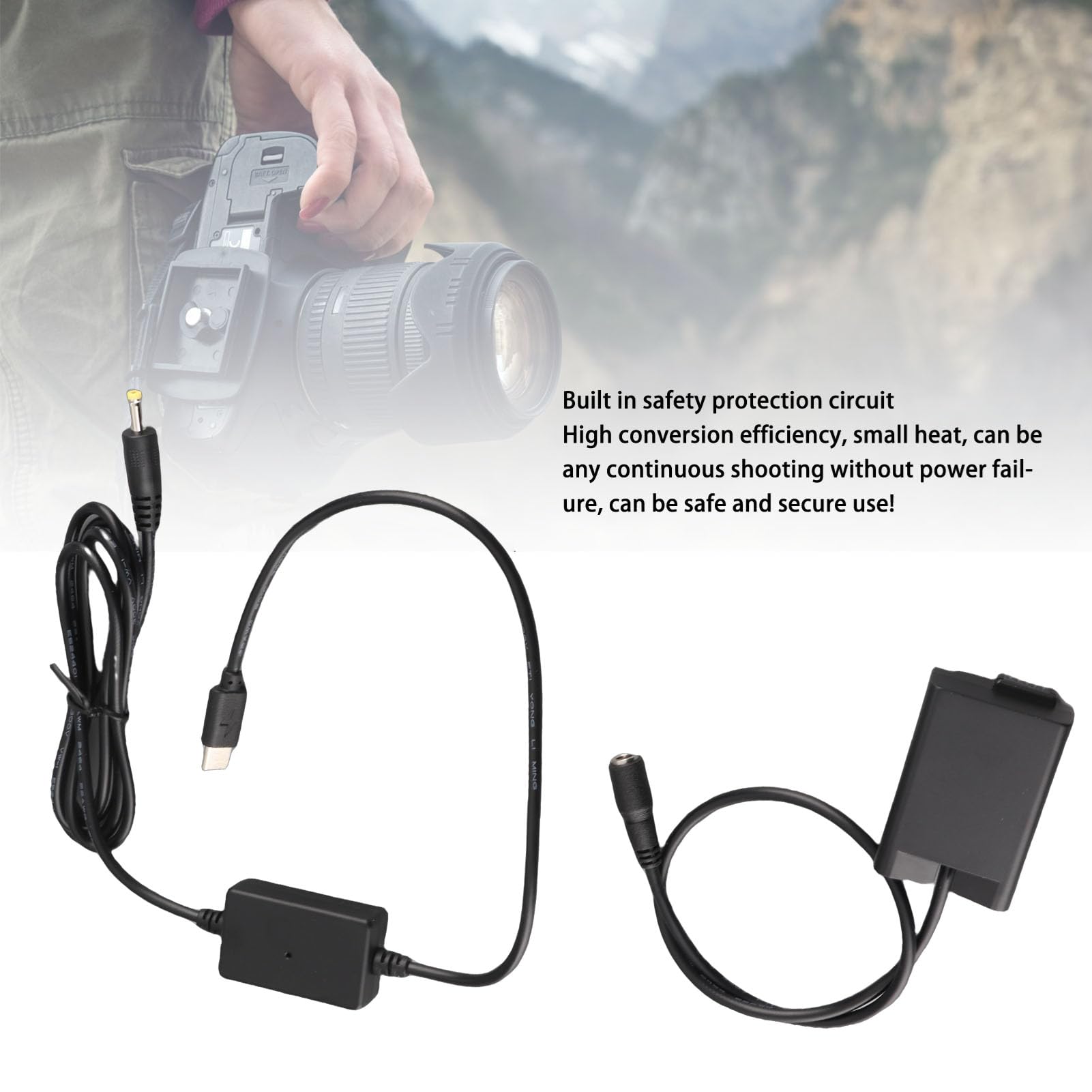 Generic Batteria Fittizia EN EL25 con Adattatore di Alimentazione di Tipo C per Z50 ZFC Z30 Perfetta per Sessioni Fotografiche a Lungo Termine