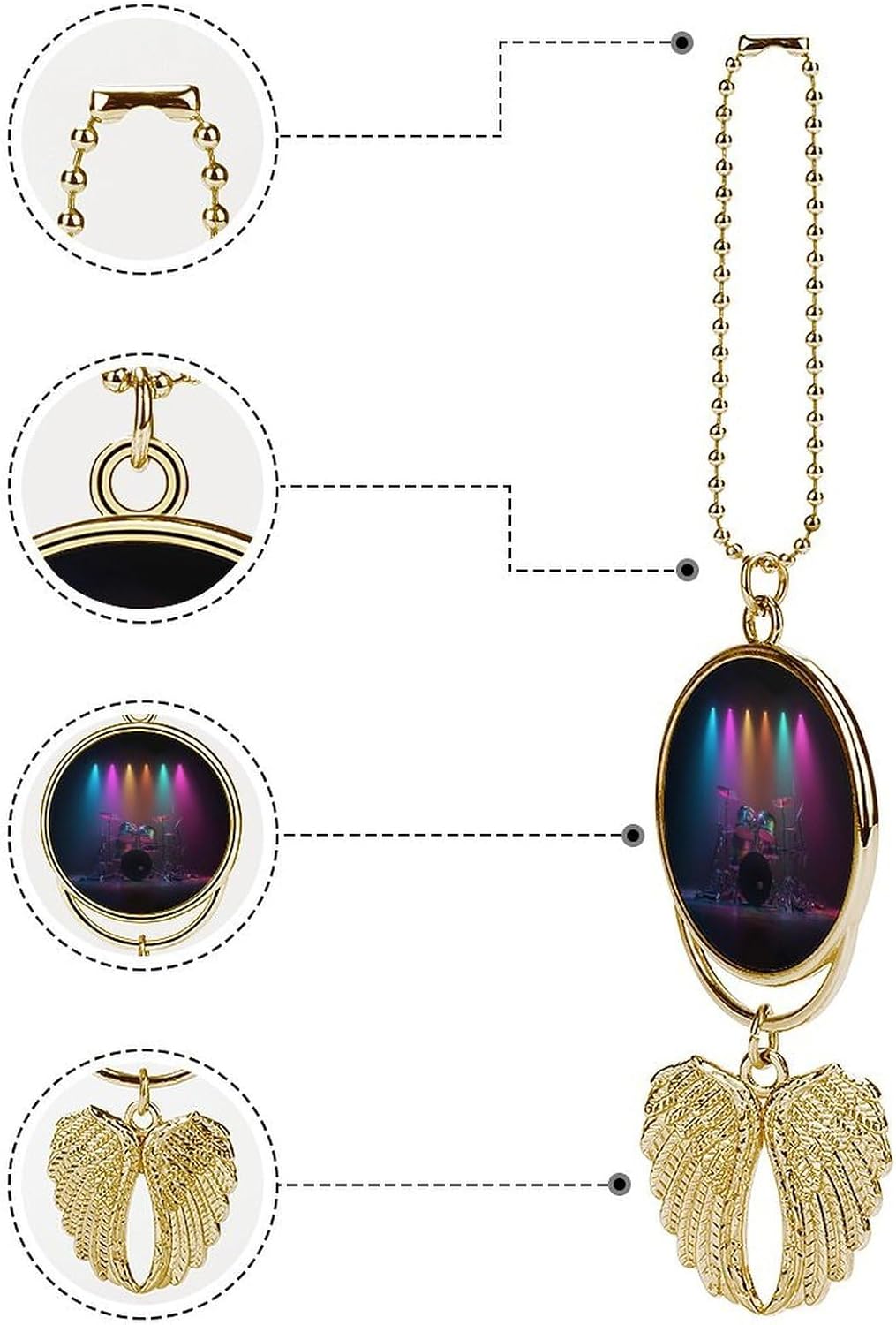Drum Kit Music Colorful Car Accessories Cute Rear View Pendant image 3