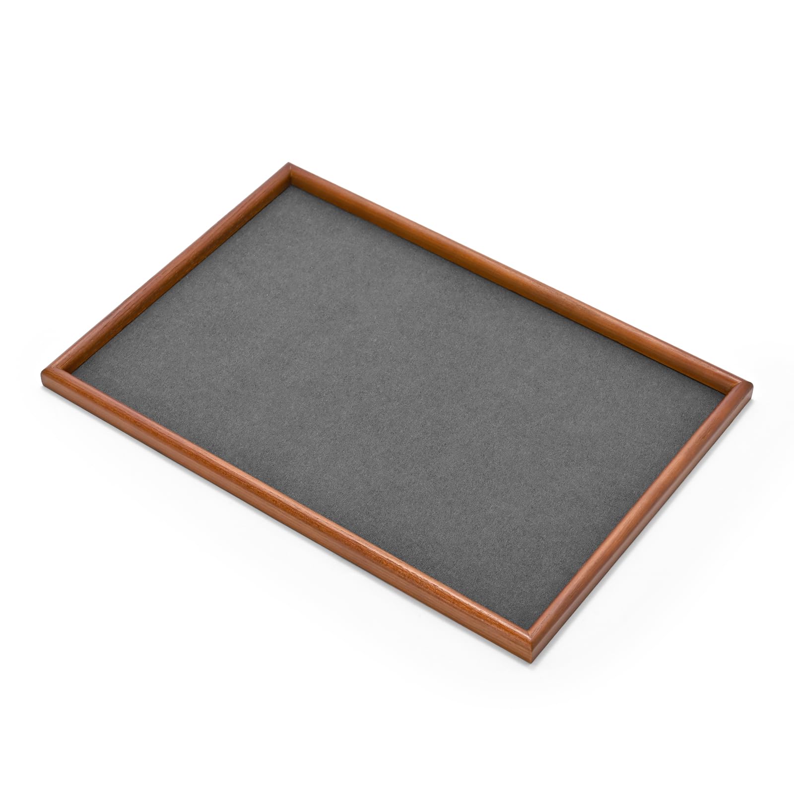 Oirlv Rectangle Plateaux à Bijoux Plateaux à Bijoux En Bois Massif,Organiseur à Bijoux,Rangement de Bijoux(Grand Format/Gris Foncé)