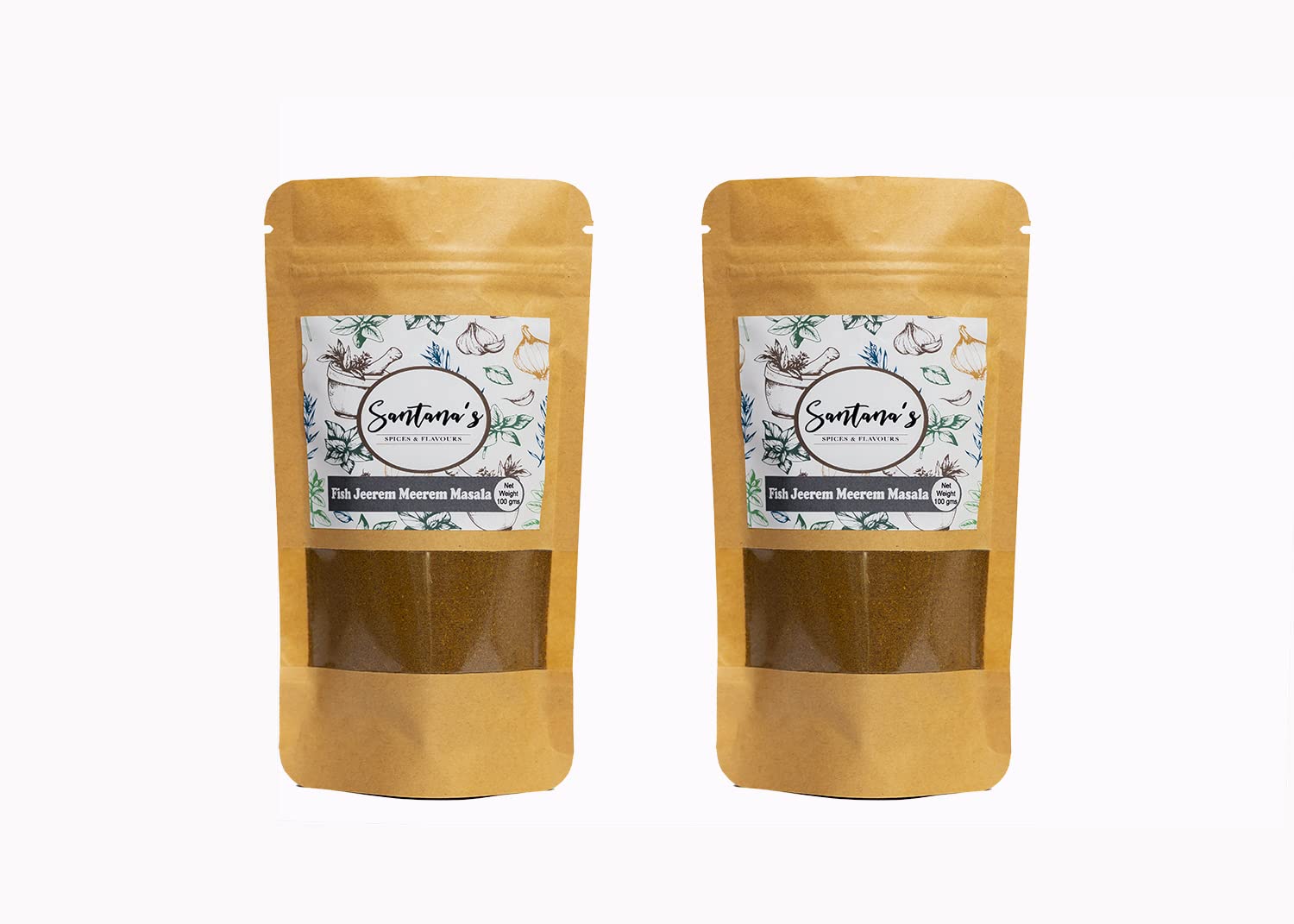 Santana's Goan Fish Jeerem Meerem Masala | Cooking Masala | 3-Step Cook Under 20 Minutes | Ready To Cook Instant Food Meals- Pack of 2 x 100g