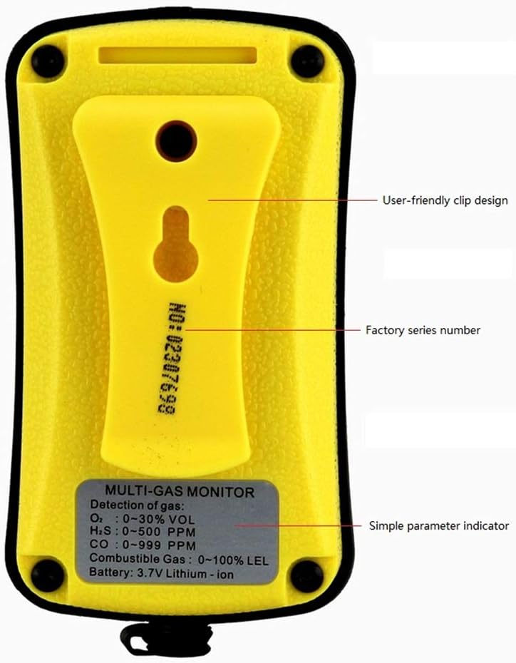 Multi Gas Monitor Handheld Gas Detector Digital LCD Display Backlit Rechargeable Battery Sound Light Alarm Gas Analyzer