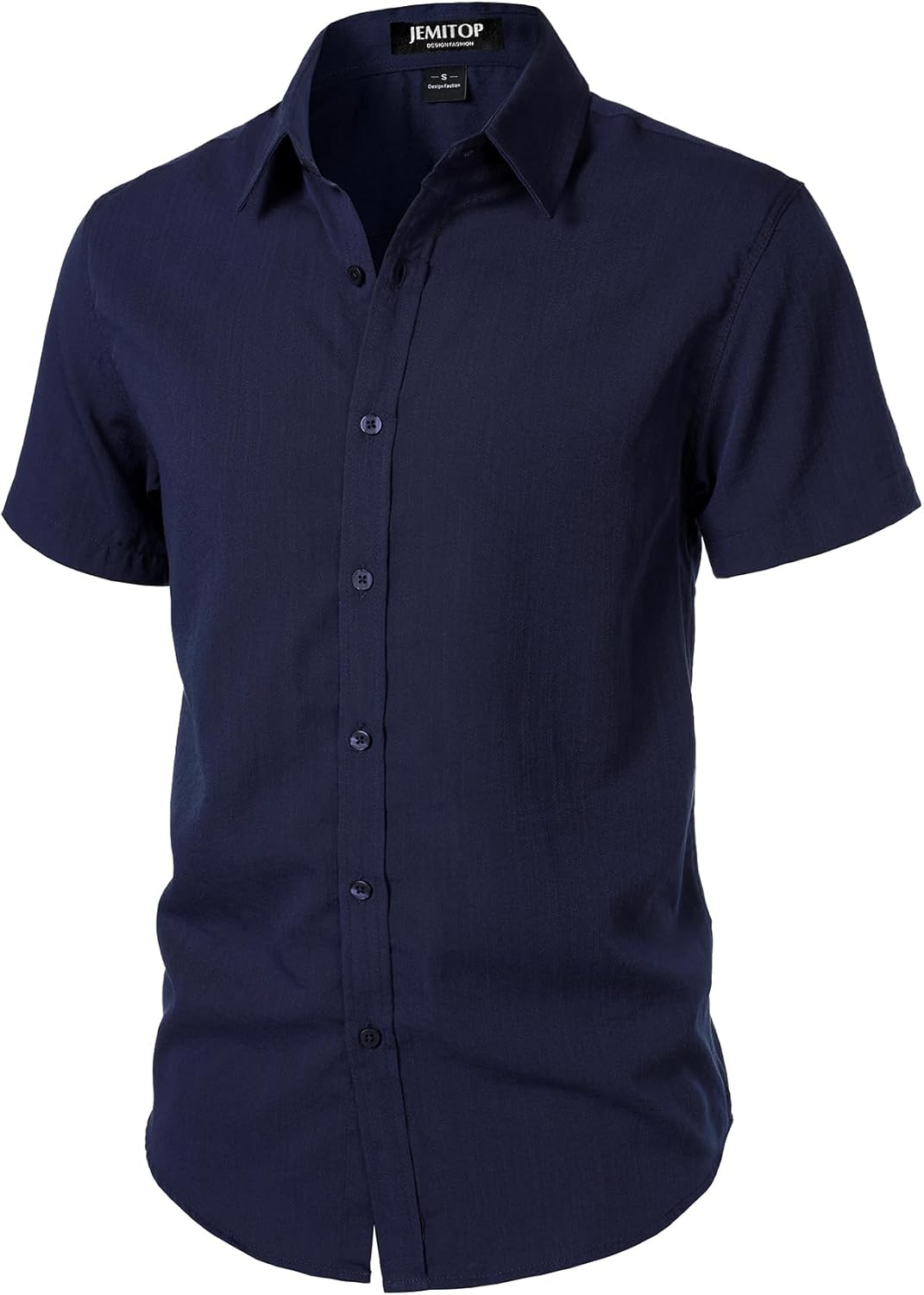 JEMITOP Men's Stretch Textured Short Sleeve Button Down Shirts Summer Casual Beach Wedding Vacation Shirt - Image 2