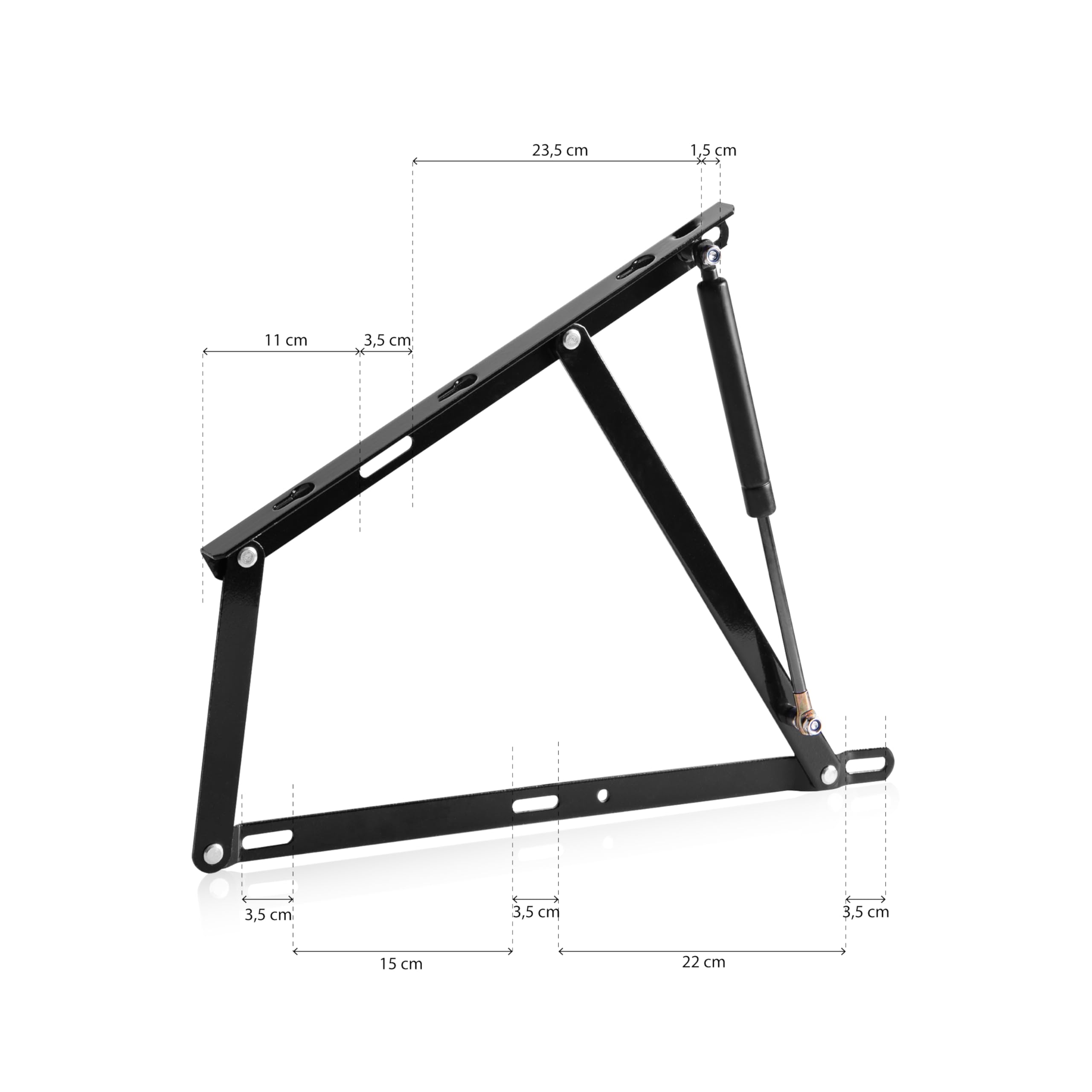 Pack 2 Hidraulicos de 1100NW + Arco de Agarre, Juego de 2 Bisagras para Canapes Abatibles, Negro