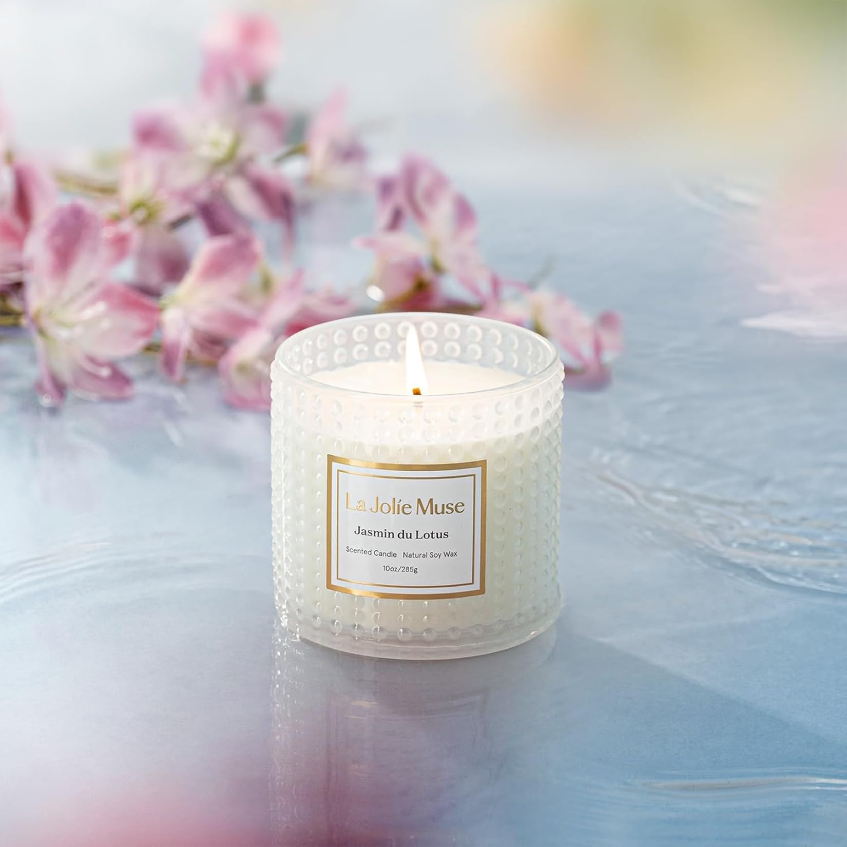 LA JOLIE MUSE Candele al gelsomino, regalo per donne, candela di lusso per la festa della mamma, candele di cera di soia naturale per la casa profumate, 75 ore, 283,5 g