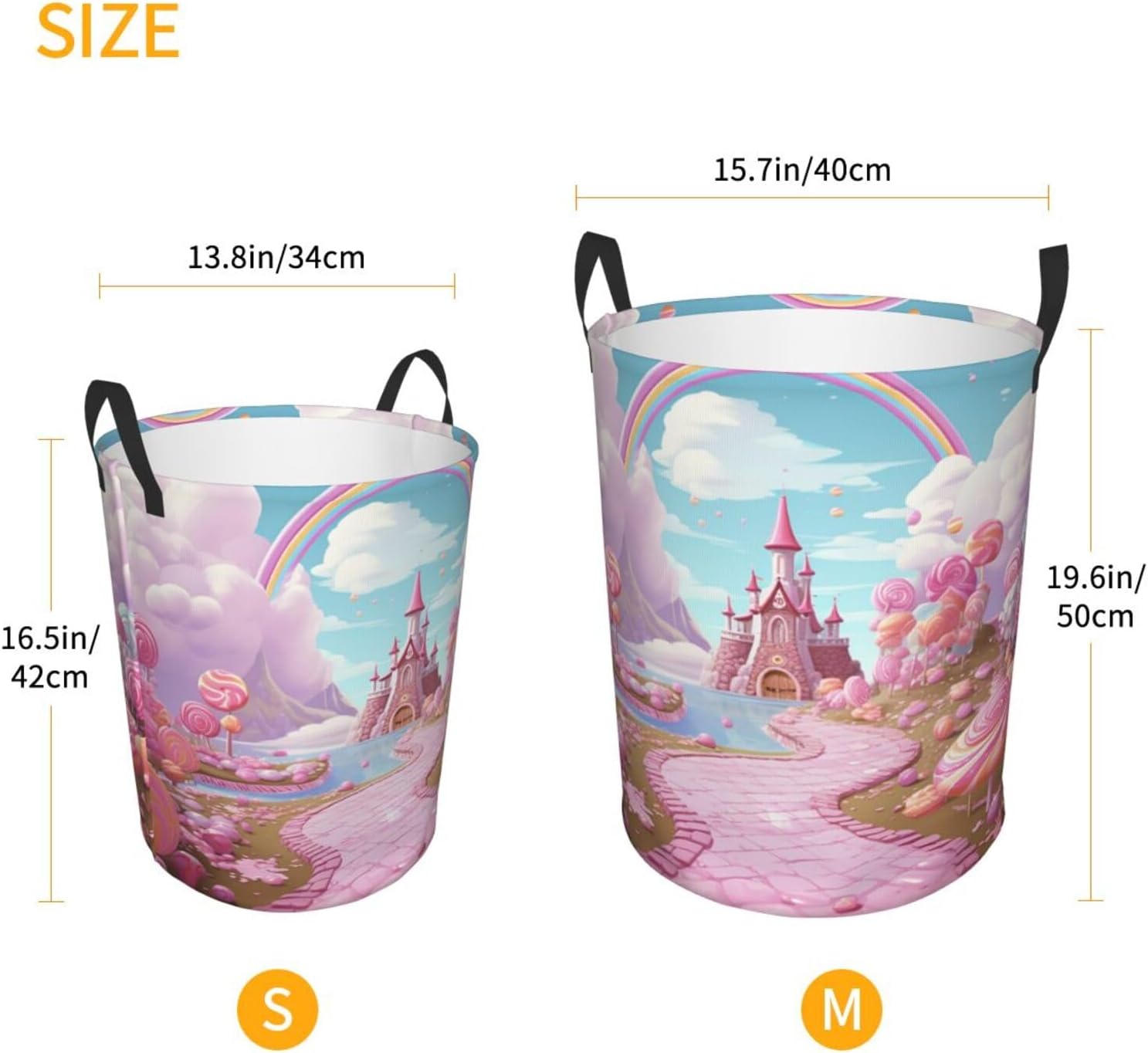 Beautiful land Laundry Basket With Handles, Foldable Laundry Hamper Oxford Cloth Dirty Clothes Basket Waterproof Clothes Toys Storage Bin Organizer for Bedroom Bathroom Dorm
