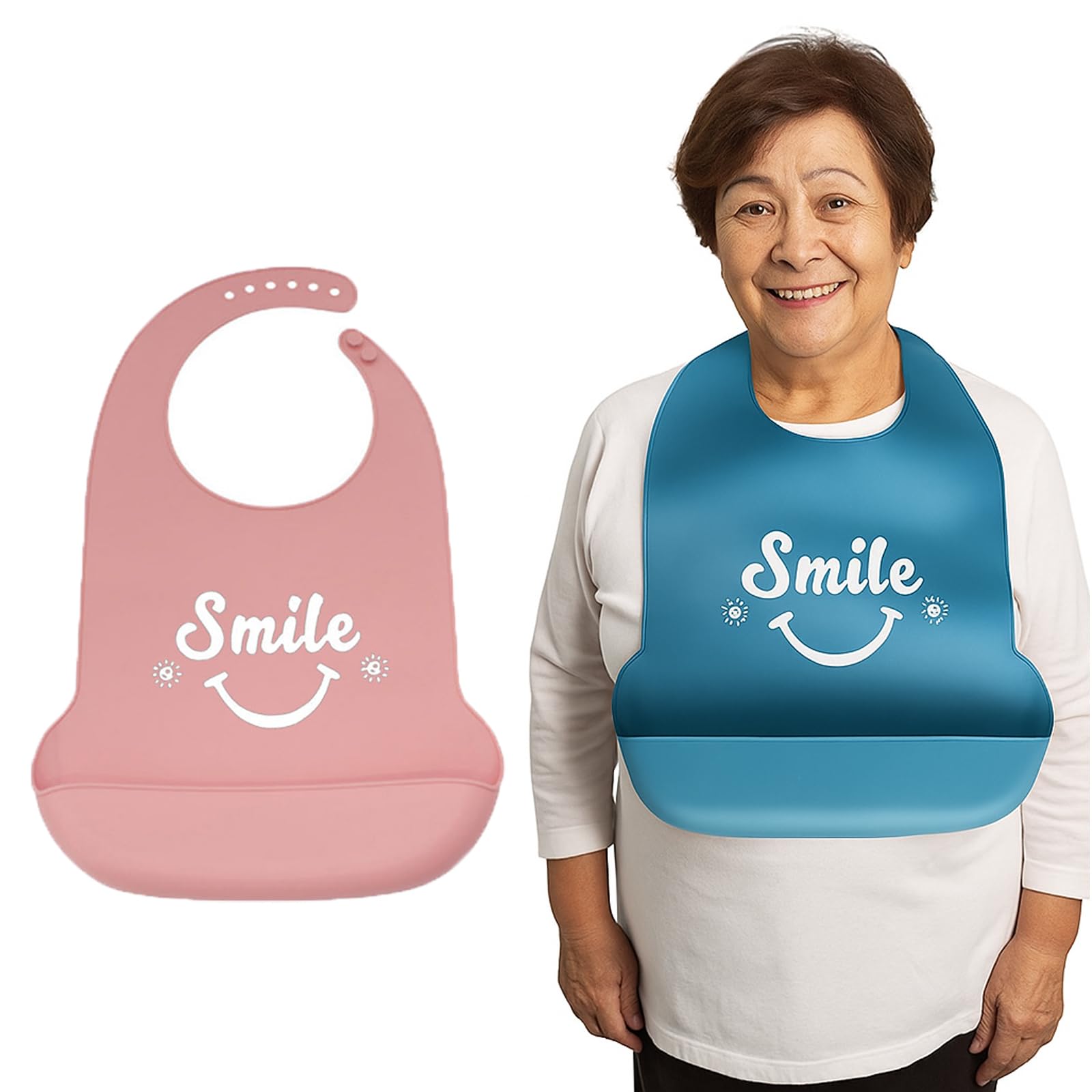2 Piezas Babero Reutilizable Adulto, Baberos para Personas Mayores | Baberos para Personas Mayores, Adecuado para Hombres y Mujeres adultos, Ancianos
