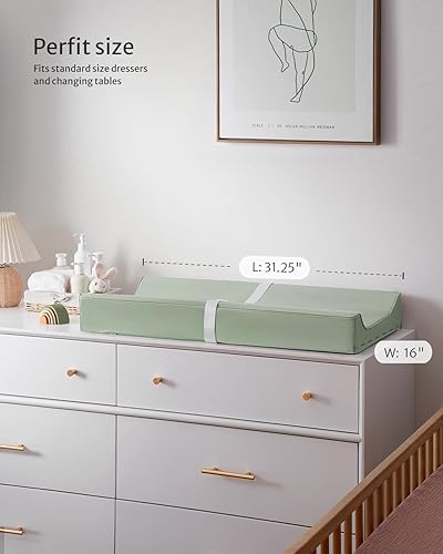 Miniatura 5 de Blissful Diary Cambiador de bebé de cuero vegano con cubierta de poliuretano impermeable y fácil de limpiar, tamaño estándar acogedor cambiador