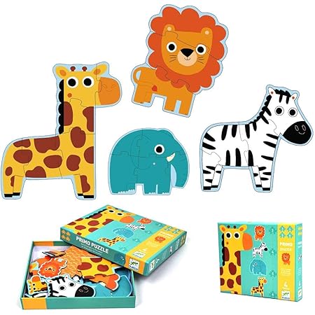 Amazon 2歳 パズル 子供 動物 ジグソーパズル 子供向け 3ピース 4ピース 5ピース 6ピース 幼児 知育玩具 おもちゃ プレゼント Djeco ジェコ プリモパズル イン ザ ジャングル Dj ジグソーパズル おもちゃ