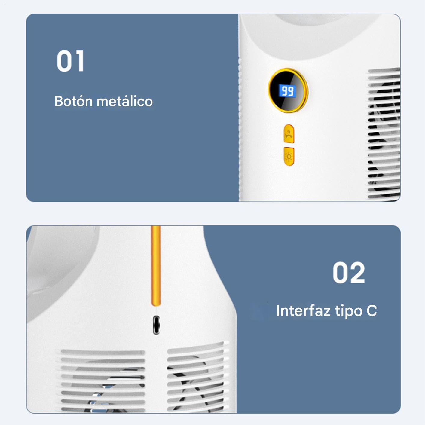 Ventilatore Senza Pale Da Scrivania Circolatore D'Aria Soffiante | Ventilatore Scrivania Senza Pale Multifunzione Luce Notturna Integrata, Portatile, Casa, Campeggio, Esterno, Aut