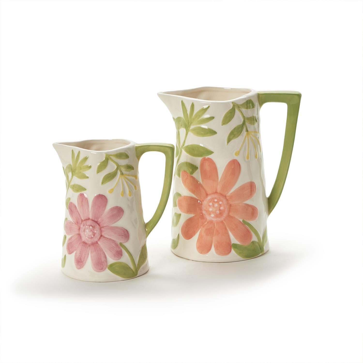 Amazon.com: Two's Company Floribunda Pitchers with Floral Relief