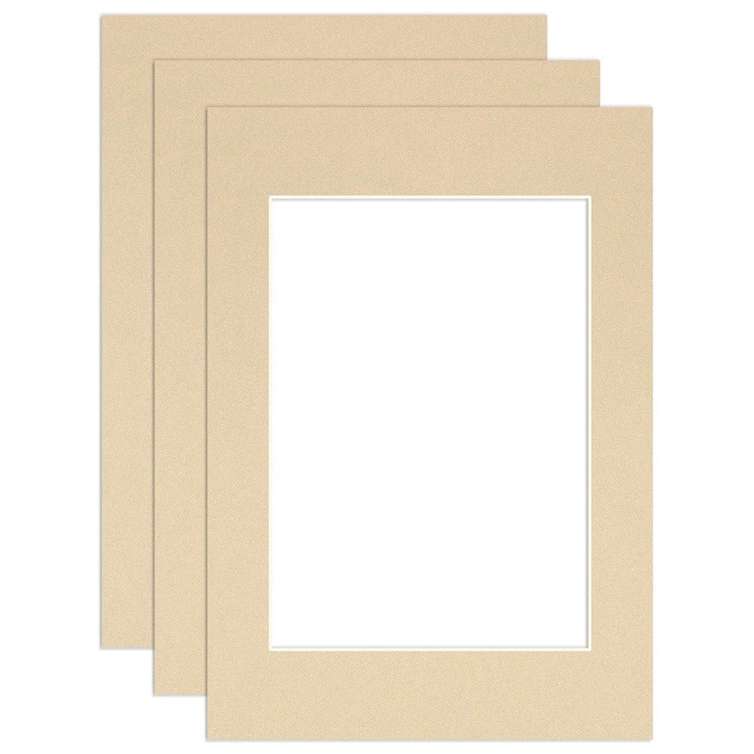 Procut Global A2 Ivory Picture Mounts to Fit A3 Aperture - Precision Cut Cardboard Photo Mount - Ideal for Frames, Prints, Artwork & Certificates - Sizes & Colours Available - 3 Pack