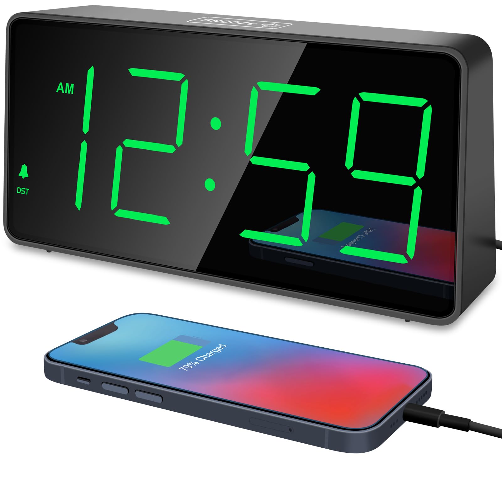 Despertador Digital Grande Con Pantalla LED - Alimentación USB O Pilas, 3 Niveles De Brillo, Función De Voz, Ideal Para Mesita De Noche
