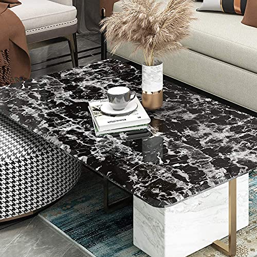 Image of WISDOM Peel and Stick Marble Contact Paper for Countertop - Vinyl Waterproof Self Adhesive Wallpaper (Black & White, 24 inchx100 inchinch)