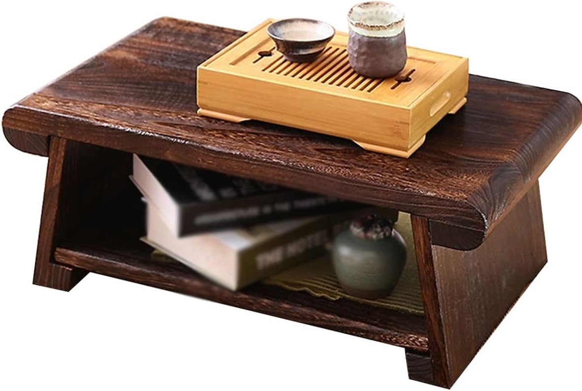 Foldable Wooden Table Meditation Table Floor Table for Sitting On The Floor Low Coffee Table Tea Table Light and Sturdy Table (Color : Brown, Size : 50x30x20cm)