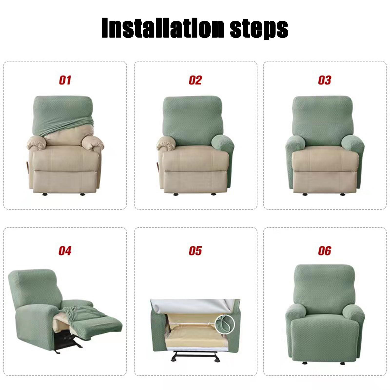 Set di 4 Copri Poltrona Relax Reclinabile, Copri Poltrona Elettrica con Tasche, Jacquard Fodere Poltrone Relax Elasticizzato, Lavabile,Nero,4 Seater