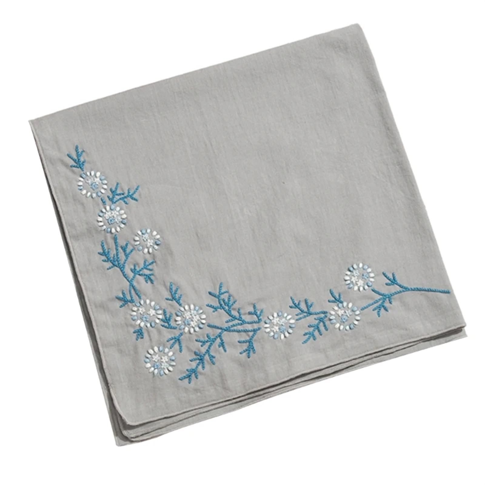 Kit de bordado, juego costura 3 piezas, patrón flores(Flower Brocade Blue)