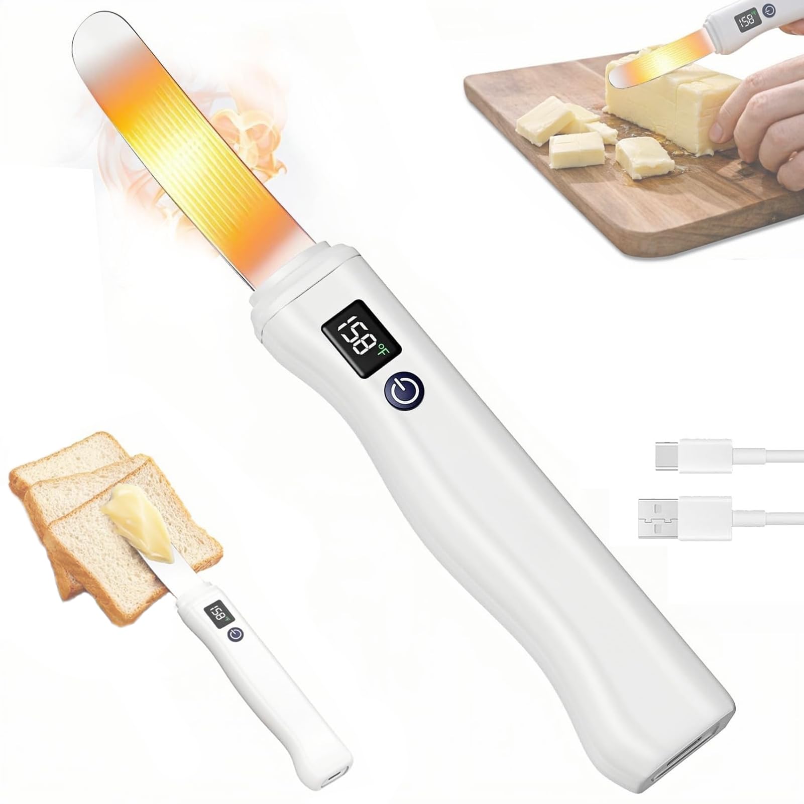 Eoweiot Heated Butter Knife, Electric Heated Butter Spreader, Smart Stainless Steel Electric Butters Warmer for Kitchen Restaurant Picnic Part