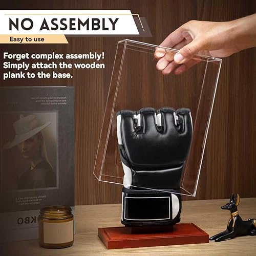 Miniatura 3 de MMA - Vitrina de guantes - Sin montaje - Escaparate de acrílico transparente con base de madera, soporte individual, protección UV recuerdos y caja