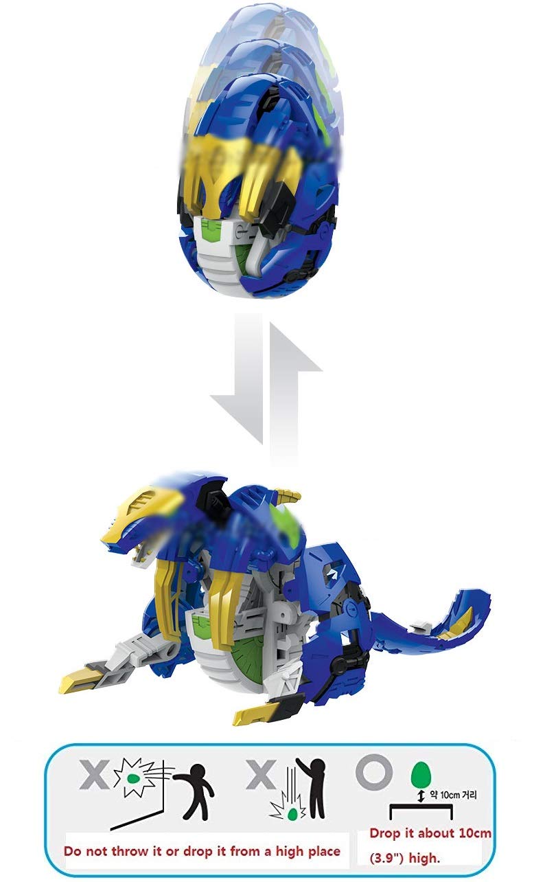 2019 nowa wersja RAPTORKOONG transformujący robot dinozaur Velociraptor robot zabawka z kształt jajka niebieski kolor
