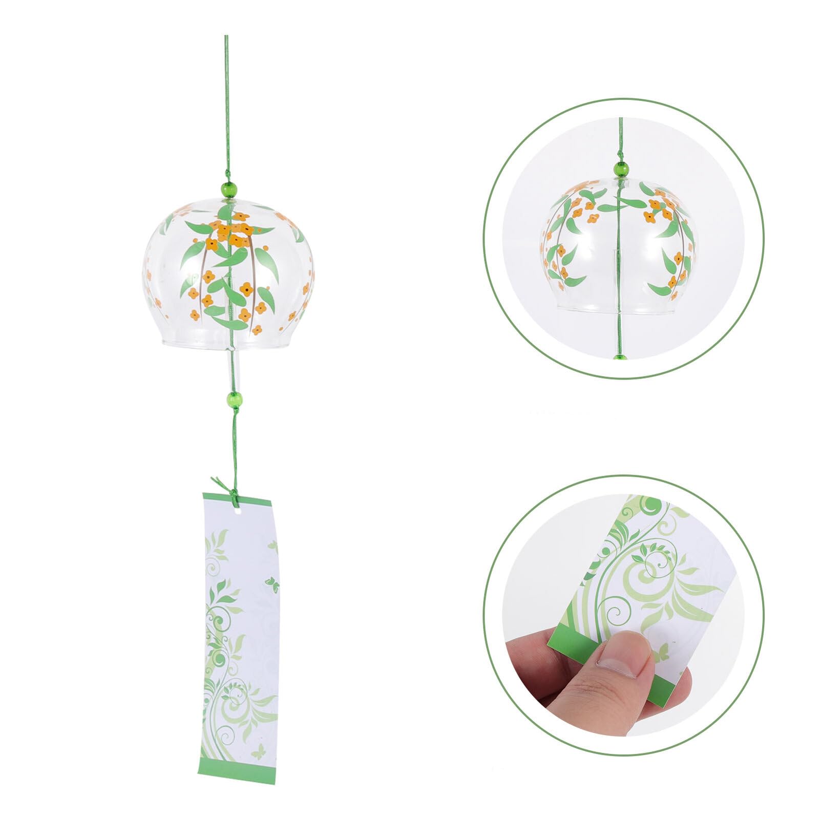 DOITOOL Campanelli Eolici in Vetro Colorato 4 Pezzi, Decorazione Sospesa Per Giardino e Patio, Campana a Vento Artigianale Per Esterni Suono Rilassante e Design Giapponese