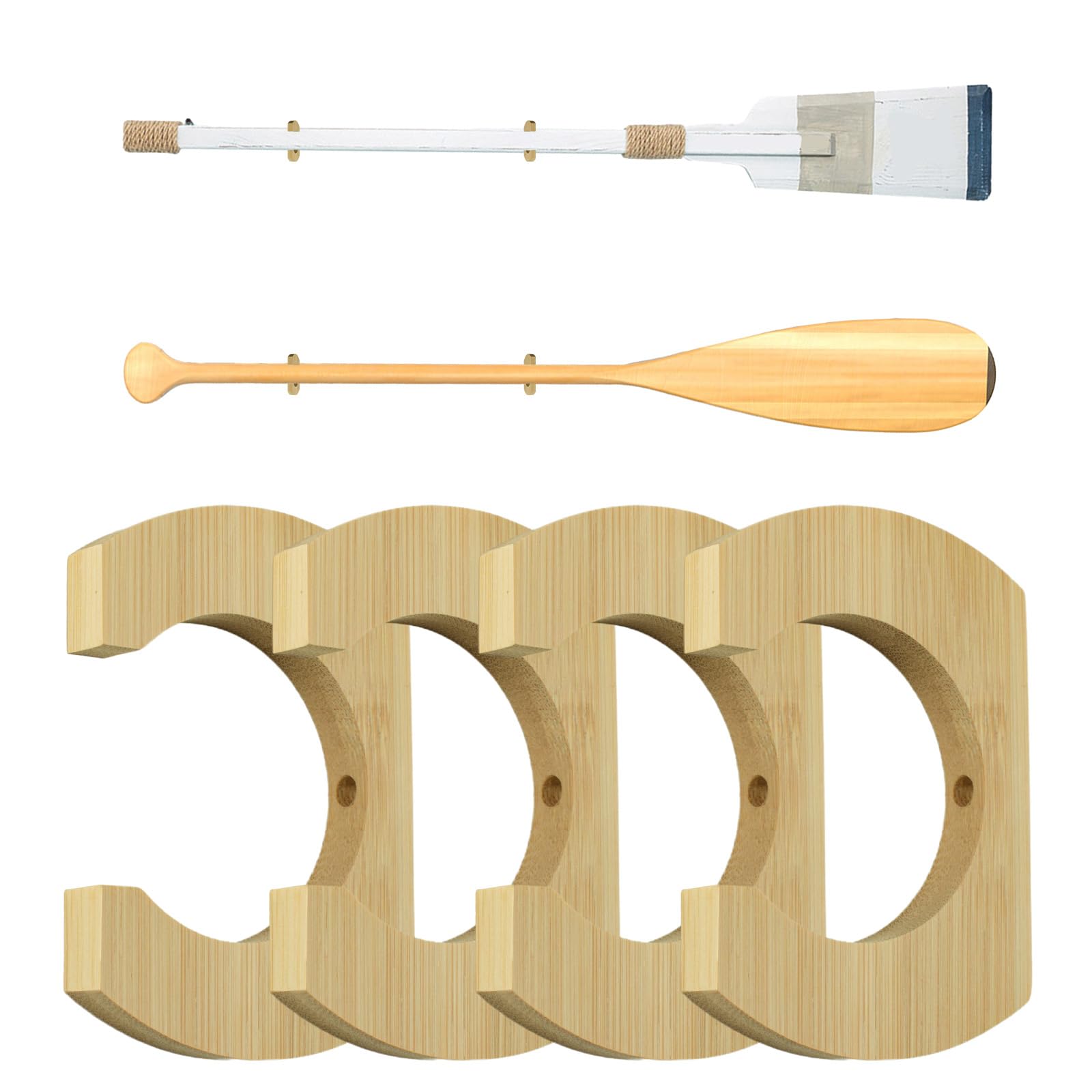 MOROBOR Lot de 4 supports de pagaie en bois à suspendre pour pagaie ou kayak, kayak, bateau dragon, pagaie