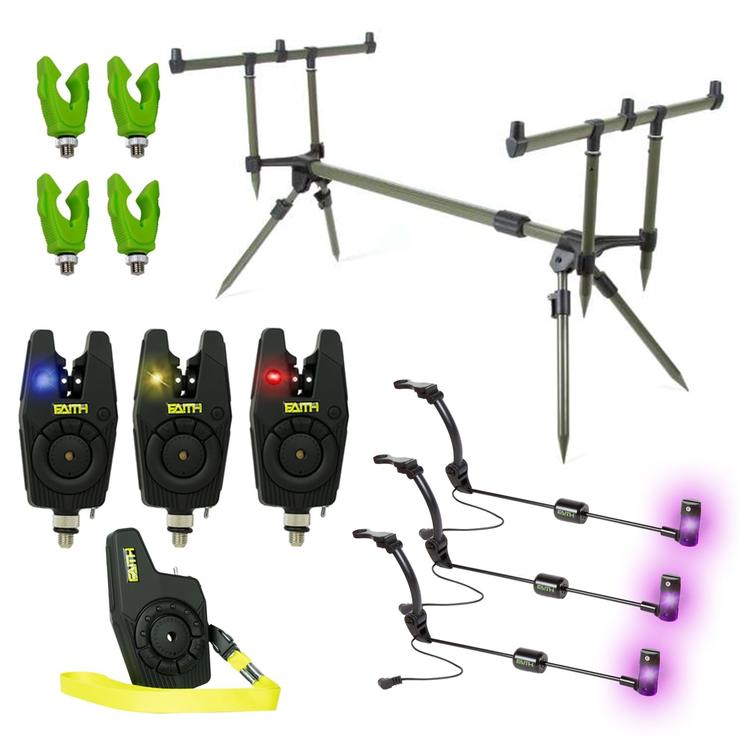X2 Rodpod - zestaw - Deluxe - Transformer Rodpod - wraz z sygnalizatorem brań - s - Zielony - Karp Fishing