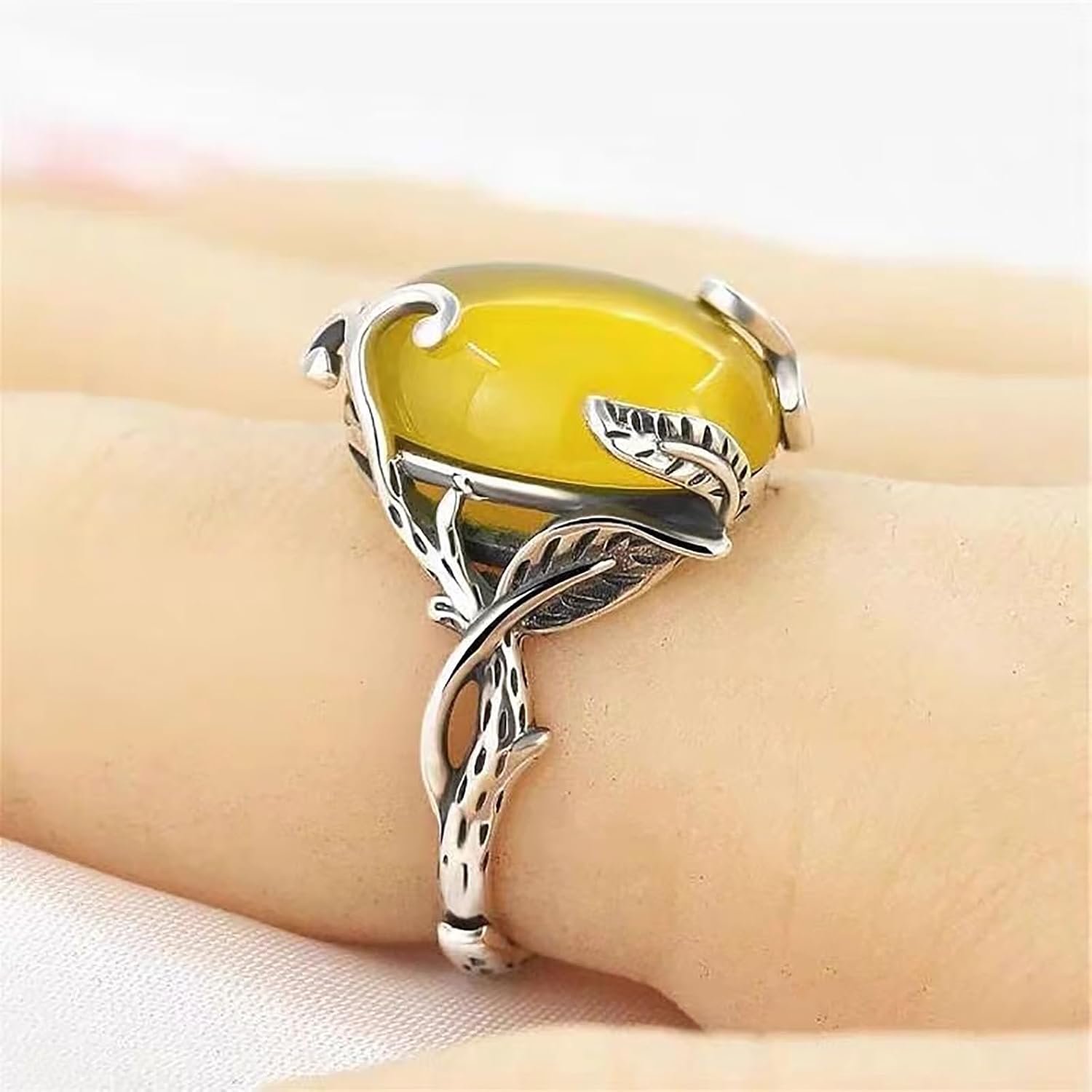 Thai Sterling Silver Adjustable Ring Base Prong Ring Setting fit 10X12/12X16/13X18mm Oval Cabochon Ring Component for DIY Jewelry Making for Women